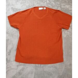 Madison Studio Women's XL Short Sleeve Sweater Silk and Cotton ORANGE